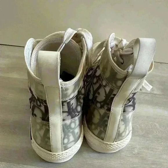 Christian Dior High Top Sneakers Oblique Canvas 40 White/gray - Picture 15 of 16